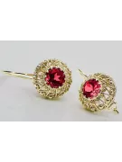 Oro amarillo de 8 quilates 333 Ruby pendientes vec002x-rb Ruso Soviético URSS Vintage Art Deco style